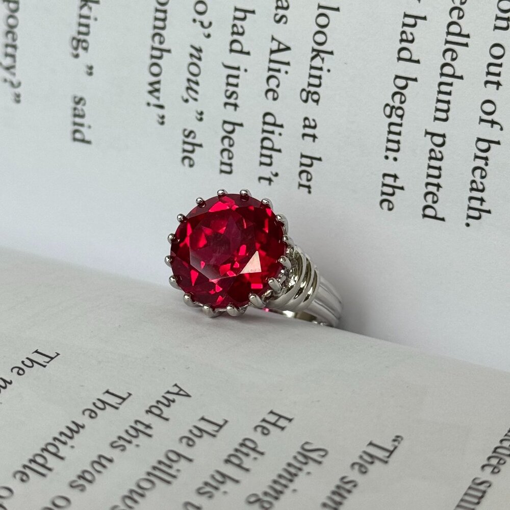 Sterling Silver Red Gemstone Ring Size 7 – Bold Statement Jewelry